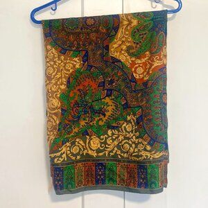 Elaine Gold For Collection XIIX Patterned 100% Silk‎ Scarf
